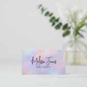 Holographic Opal Blush Roos Gold Visitekaartje (Staand voorkant)