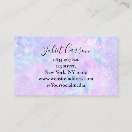 Holographic Opal Pink Business Card Visitekaartje (Achterkant)