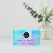 Holographic Parly Blue Logo Lash Makeup Nails Visitekaartje (Staand voorkant)