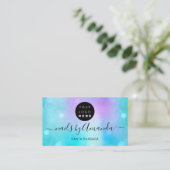 Holographic Parly Ocean Logo Nail Artist Makeup Visitekaartje (Staand voorkant)