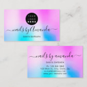 Holographic Parly Pink Logo Nail Artist Makeup Visitekaartje (Voorkant / Achterkant)