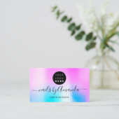 Holographic Parly Pink Logo Nail Artist Makeup Visitekaartje (Staand voorkant)
