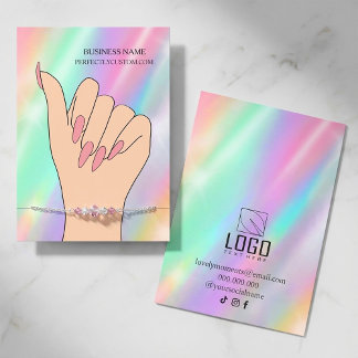 Holographic Pastel Bracelet Display Card | Jewelry Visitekaartje