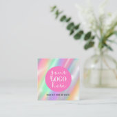 Holographic Pastel Brand Card with QR Code Vierkante Visitekaartje (Staand voorkant)