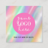 Holographic Pastel Brand Card with QR Code Vierkante Visitekaartje (Voorkant)