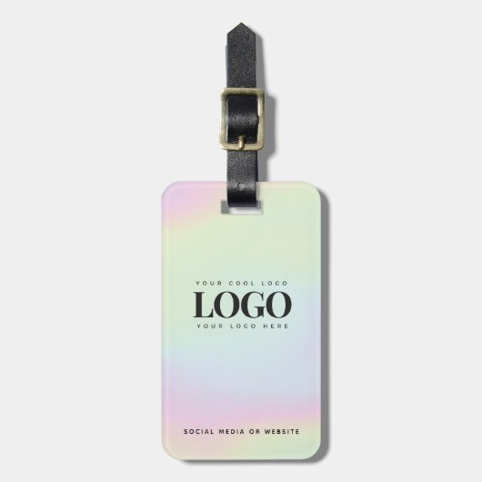 Holographic Pastel Company Logo Business Custom Bagagelabel (Voorkant verticaal)