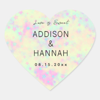 Holographic Pastel Wedding Hart Sticker