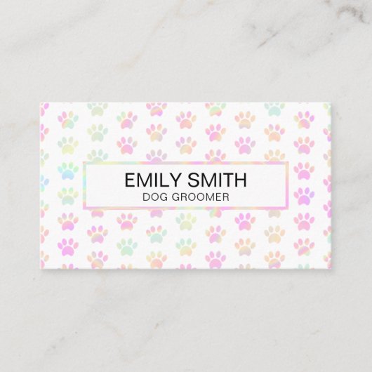 Holographic Paw Print Pet Groomer Visitekaartje (Voorkant)