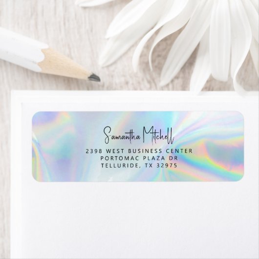 Holographic Personal Script Name Return Address Etiket (Insitu)