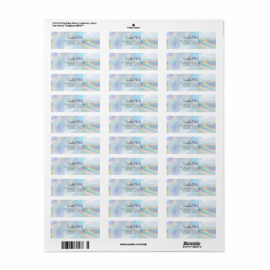 Holographic Personal Script Name Return Address Etiket (Full Sheet)
