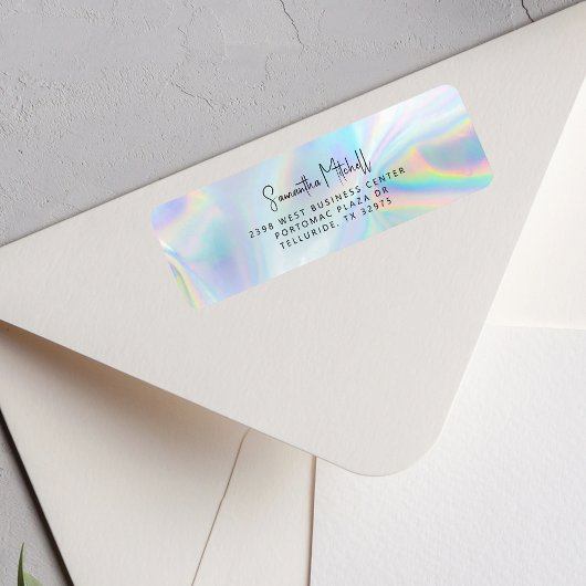 Holographic Personal Script Name Return Address Etiket