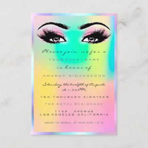 Holographic Pink Makeup Bridal Sweet 16th Kaart