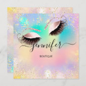 Holographic Professional Eyelash Confetti Unicorn Kaart (Voorkant / Achterkant)