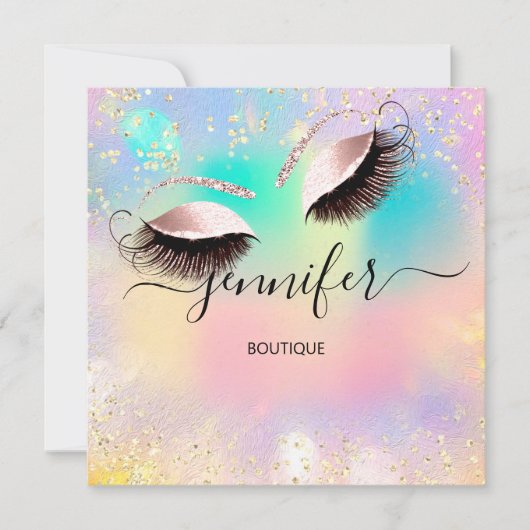 Holographic Professional Eyelash Confetti Unicorn Kaart (Voorkant)