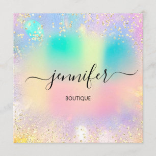 Holographic Professional Gold Confetti Unicorn Kaart