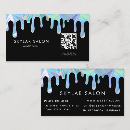 Holographic Professional Nail Salon QR-code Visitekaartje (Voorkant / Achterkant)