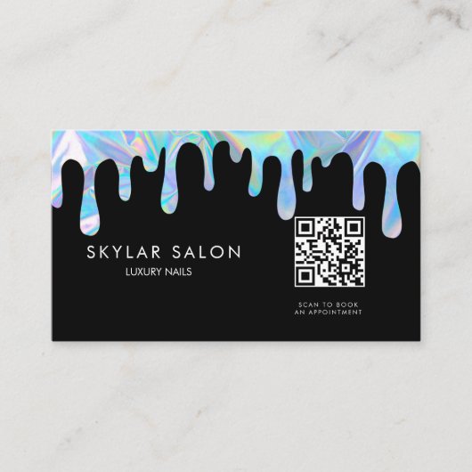 Holographic Professional Nail Salon QR-code Visitekaartje (Voorkant)