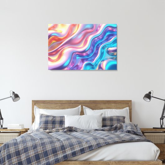 Holographic Pulse – 36"x24" Liquid Light Canvas Afdruk (Insitu (Slaapkamer))