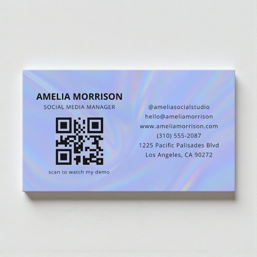 Holographic QR Code Minimalist Professional Visitekaartje
