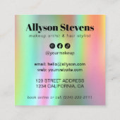 Holographic Rainbow Bold QR Code Hair & Makeup Vierkante Visitekaartje (Achterkant)