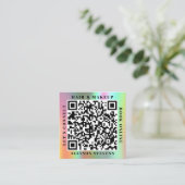 Holographic Rainbow Bold QR Code Hair & Makeup Vierkante Visitekaartje (Staand voorkant)