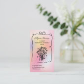 Holographic rainbow Doodles Florist Artist QR Code Visitekaartje (Staand voorkant)