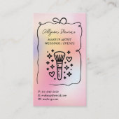 Holographic rainbow Doodles Makeup Artist QR Code Visitekaartje (Voorkant)