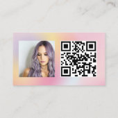 Holographic rainbow hair makeup photo logo qr code visitekaartje (Achterkant)