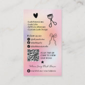 Holographic rainbow unicorn  Lash Tech QR Code Visitekaartje (Achterkant)
