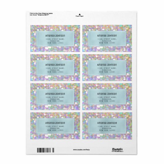Holographic RSVP Framed Boutique Online Blue Etiket (Full Sheet)