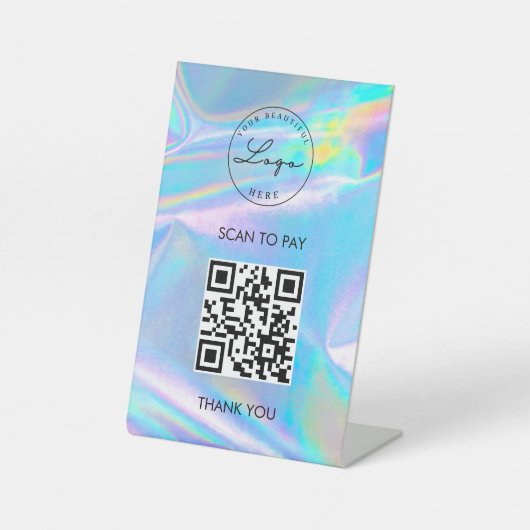 Holographic Scan Me QR Code Logo Pedestal Sign Reclamebord Met Voetstuk (Voorkant)