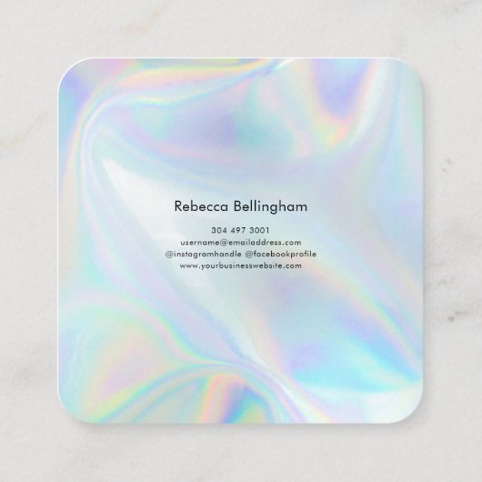 Holographic Script Business Owner Modern Vierkante Visitekaartje (Achterkant)