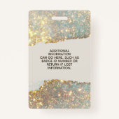 Holographic Signature Script Chic Glitter Salon ID Badge (Achterkant)