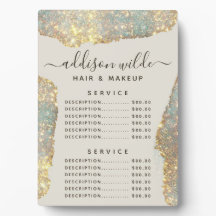 Holographic Signature Script Glitter Price Menu