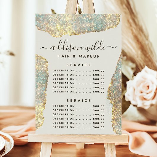 Holographic Signature Script Glitter Service Price Menu