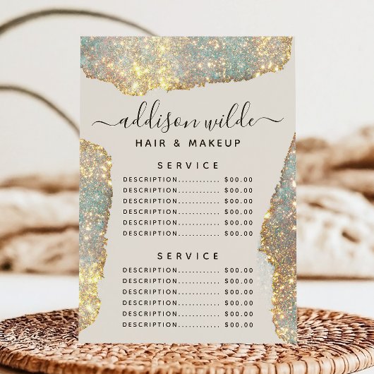 Holographic Signature Script Glitter Service Price Menu