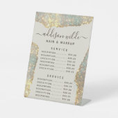 Holographic Signature Script Glitter Service Price Reclamebord Met Voetstuk (Voorkant)