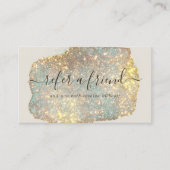 Holographic Signature Script Modern Glam Glitter Aanbevelingskaartje (Voorkant)