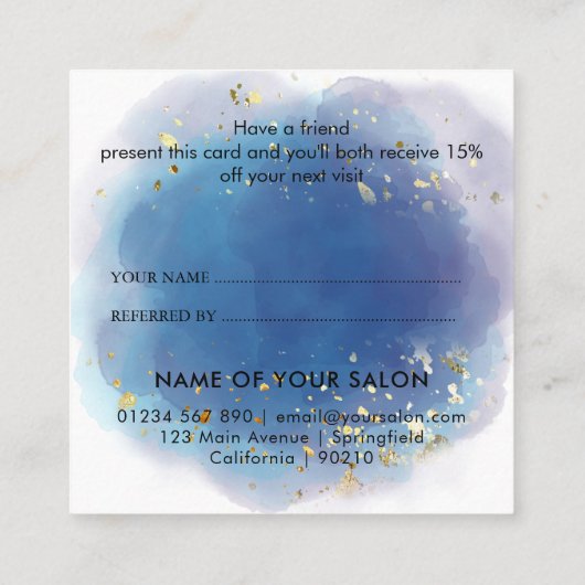 Holographic Signature Script Modern Glam Glitter Aanbevelingskaartje (Achterkant)