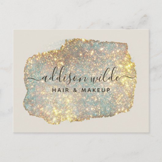 Holographic Signature Script Modern Glam Glitter Briefkaart (Voorkant)