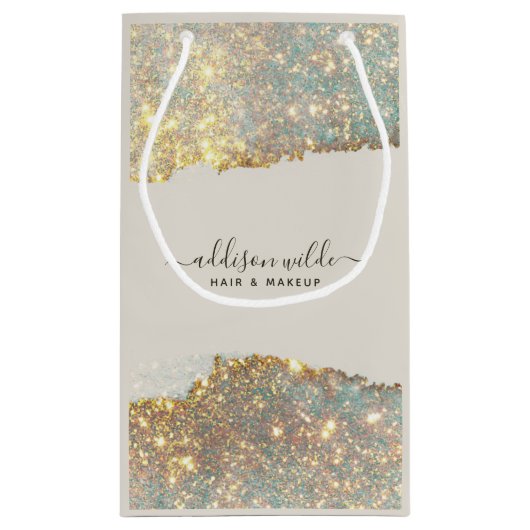 Holographic Signature Script Modern Glam Glitter Klein Cadeauzakje (Achterkant)