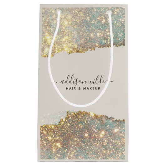 Holographic Signature Script Modern Glam Glitter Klein Cadeauzakje (Voorkant)
