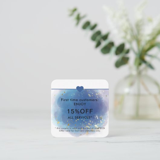 Holographic Signature Script Modern Glam Glitter Kortingskaartje (Staand voorkant)