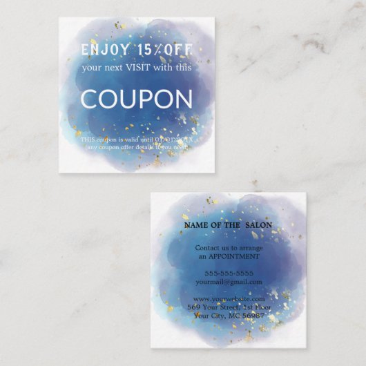 Holographic Signature Script Modern Glam Glitter Kortingskaartje (Voorkant / Achterkant)