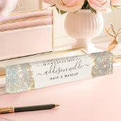 Holographic Signature Script Modern Glam Glitter Naambordje