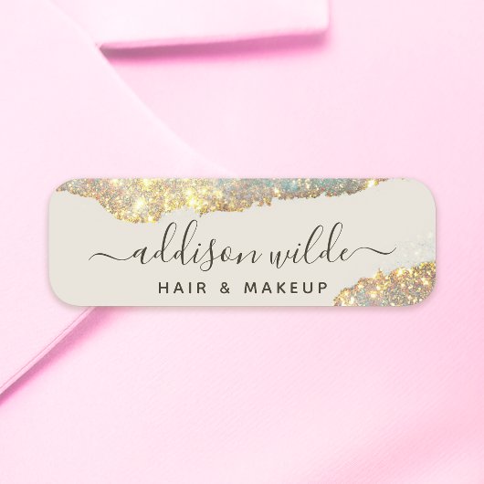 Holographic Signature Script Modern Glam Glitter Naamplaatje