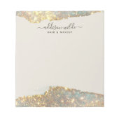 Holographic Signature Script Modern Glam Glitter Notitieblok (Voorkant)
