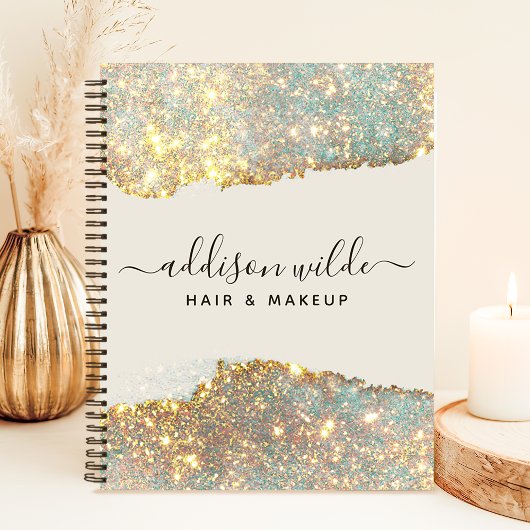 Holographic Signature Script Modern Glam Glitter Notitieboek