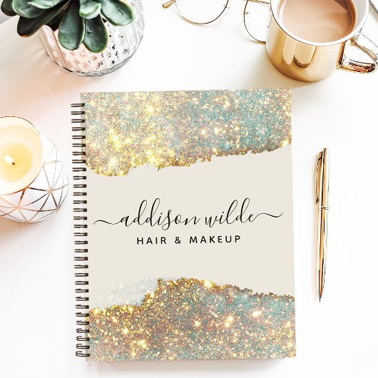 Holographic Signature Script Modern Glam Glitter Notitieboek