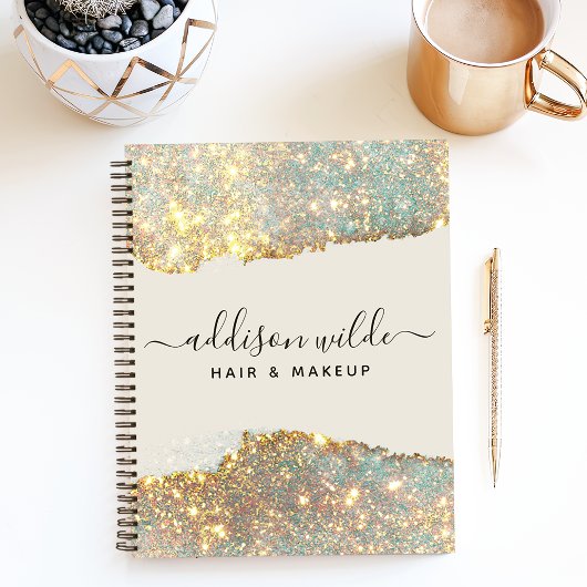 Holographic Signature Script Modern Glam Glitter Notitieboek